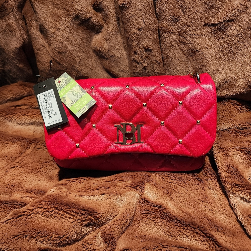 Badgley Mischka Red Quilted Clutch Or Cross Body 108